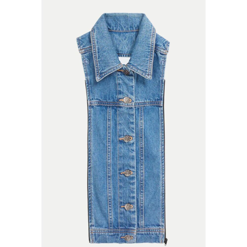 Veronica Beard Slate Denim Dickey Blue-Wash Collared Dickey